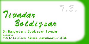 tivadar boldizsar business card